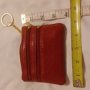 Nwot red zippered key chain coin purse